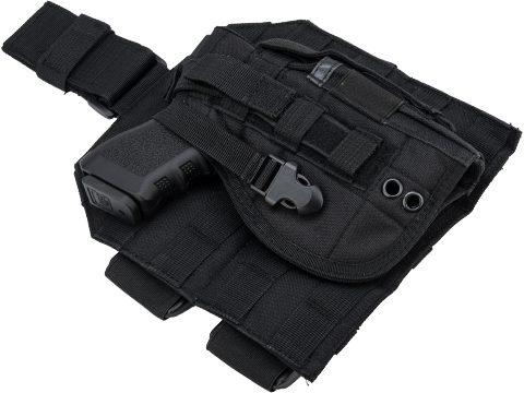 Matrix Tactical Dropleg MOLLE Panel w/ Universal MOLLE Holster (Color: Black)