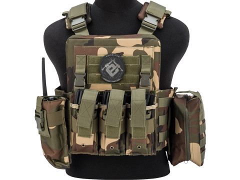 Matrix Adaptive Plate Carrier Vest w/ Cummerbund & Pouches (Color: Woodland)