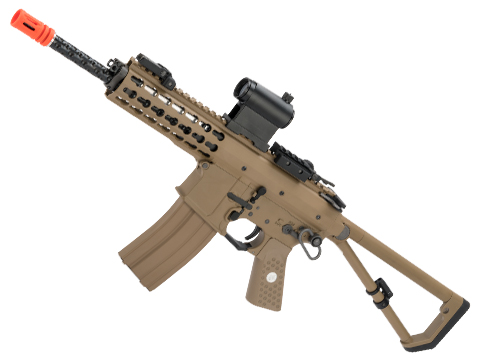 EMG Knights Armament Airsoft PDW M2 Gas Blowback Airsoft Rifle (Model: Tan with Green Gas Magazine)