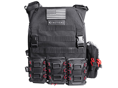 KTactical Tactical Mesh Padded Plate Carrier Kit w/ Pouch Set