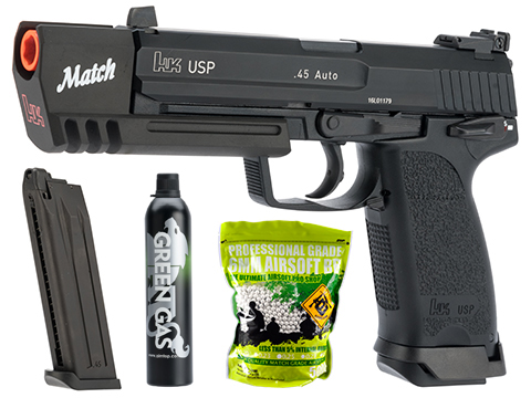 Evike.com Exclusive Heckler & Koch USP Match Gas Blowback Airsoft Pistol by KWA (Package: Pistol and Reload Package)