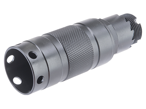 Kizuna Works 24mm Positive Flash Hider for AK-104 Style Airsoft Rifles w/ 14mm Negative Adapter (Model: Ported)