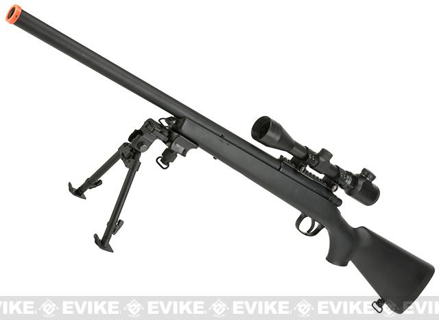 AGM M700 Airsoft Bolt Action Sniper Rifle with Scope Rail (Package: Black w/ Scope and Bipod)