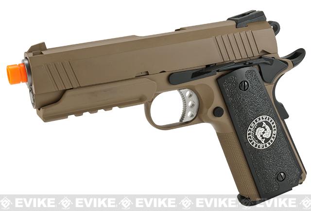 Evike.com Nostradamus Custom 1911 Gas Blowback Airsoft Pistol w/ Angel Custom Tac-Glove Grips (Model: 4.3 Desert Warrior / Pisces)