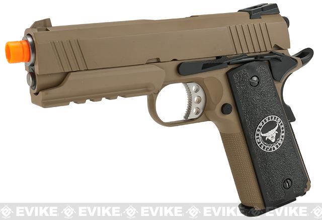 Evike.com Nostradamus Custom 1911 Gas Blowback Airsoft Pistol w/ Angel Custom Tac-Glove Grips (Model: 4.3 Desert Warrior / Taurus)