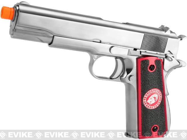 Evike.com Nostradamus Custom 1911 Gas Blowback Airsoft Pistol w/ Angel Custom Tac-Glove Grips (Model: Stainless A1 / Capricorn)