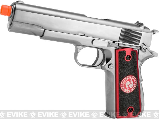 Evike.com Nostradamus Custom 1911 Gas Blowback Airsoft Pistol w/ Angel Custom Tac-Glove Grips (Model: Stainless A1 / Pisces)