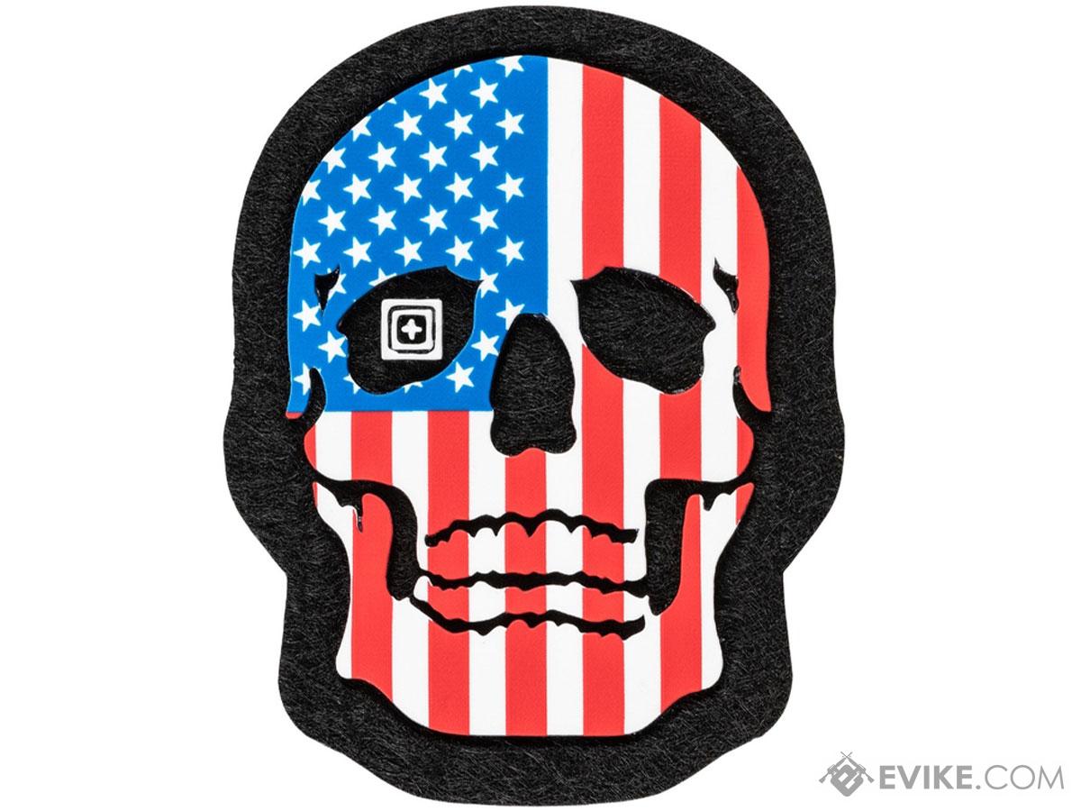 5.11 Tactical Painted Skull PVC Morale Patch (Color: American Flag)