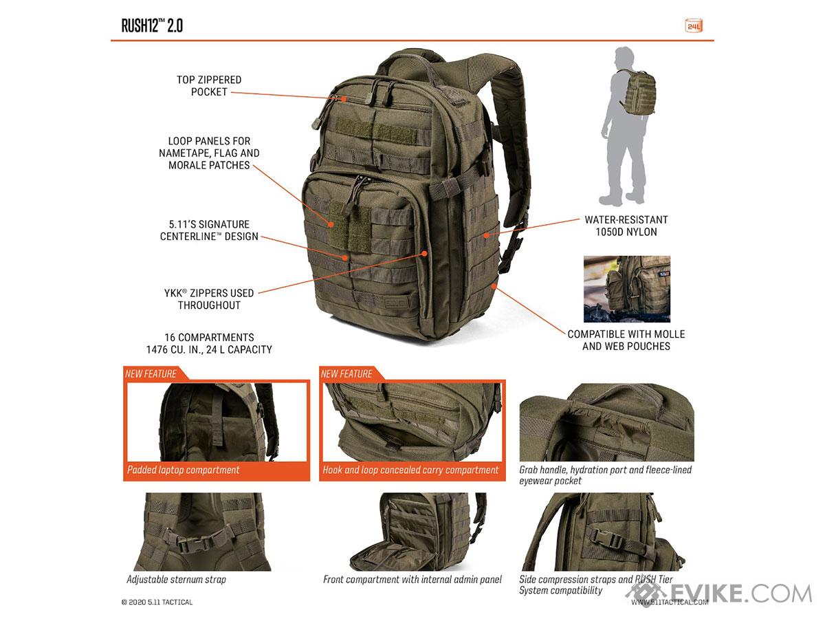 5.11 Tactical RUSH12 2.0 24L Backpack (Color: Ranger Green