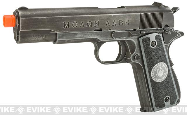 Evike.com Nostradamus Custom Armorer Works Molon Labe Gas Blowback Airsoft Pistol with Angel Custom Tac-Glove Grips (Sign: Cancer)
