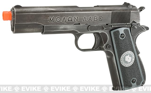 Evike.com Nostradamus Custom Armorer Works Molon Labe Gas Blowback Airsoft Pistol with Angel Custom Tac-Glove Grips (Sign: Gemini)