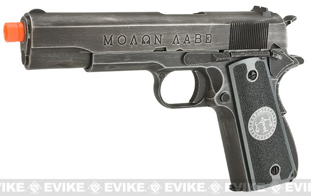 Evike.com Nostradamus Custom Armorer Works Molon Labe Gas Blowback Airsoft Pistol with Angel Custom Tac-Glove Grips (Sign: Libra)