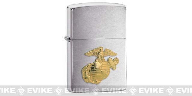 Zippo Classic Lighter Patriotic Series (Model: Eagle Globe & Anchor Emblem / Brushed Chrome)