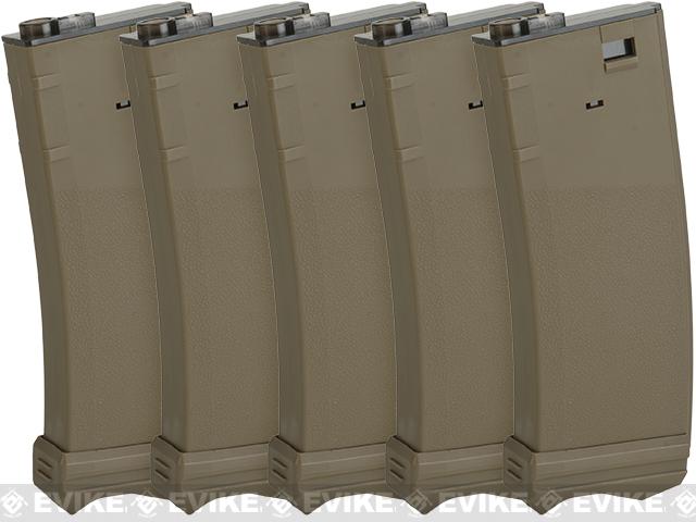 Modify XTC 190rnd Mid-Cap AEG Magazine for M4/M16 Airsoft AEG rifles (Color: Tan / Box of 5)