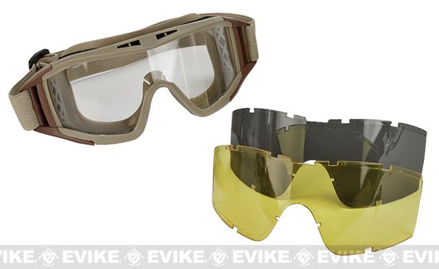 Valken VTAC Tango Tactical Goggles 3-Lens Set (Color: Tan)