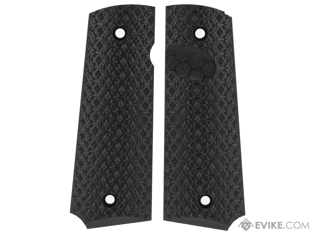 AW Custom Grip Panel Set for 1911 Series Airsoft GBB Pistols (Style: Black / Hex Texture)