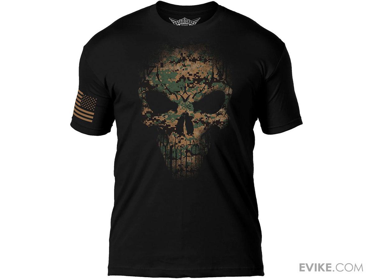 7.62 Designs Skull Battlespace Premium Men's Patriotic T-Shirt (Size: USMC Woodland Print / Large)