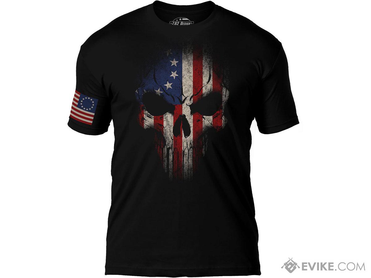 7.62 Designs Skull Battlespace Premium Men's Patriotic T-Shirt (Size: Betsy Ross / Large)