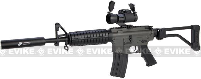 Download JG M4 Commando Airsoft AEG Rifle w Skeleton Side Folding ...