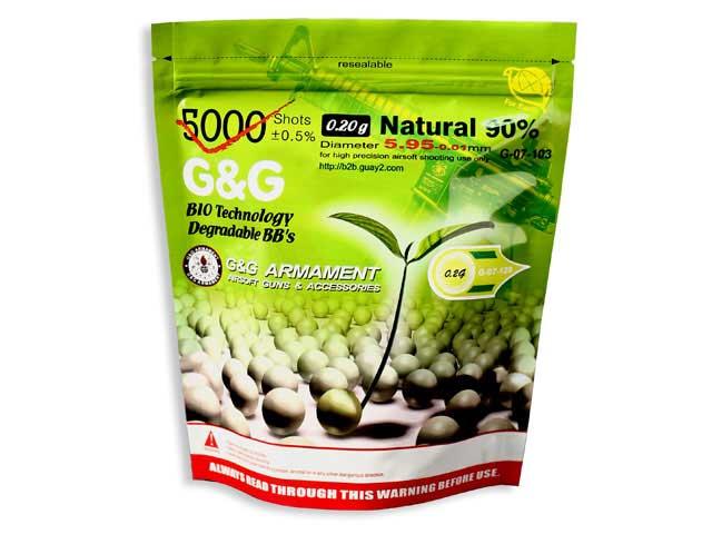 G&G High Grade Biodegradable 6mm Airsoft BBs (Weight: .20g / 5000 Rounds / White)