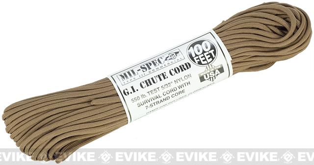 Matrix MIL-SPEC GI Chute Nylon Survival Para Cord - 100 Feet - Coyote Tan