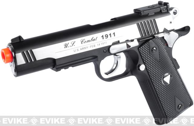 WinGun Xtreme 45 US Combat 1911 Airsoft CO2 Gas Blowback Pistol (Color: Stainless Steel / Black Grip)