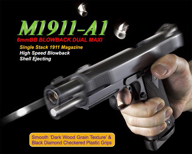 z Marushin M1911-A1 Gas Blowback Dual Maxi Shell Ejecting Airsoft Pistol ( 6mm), Marushin - Evike.com Airsoft Superstore
