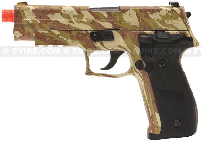 z SoftAir Sig Sauer Licensed KJW P226 Full Metal Airsoft Gas Blowback with Threaded Barrel (Desert Camo)