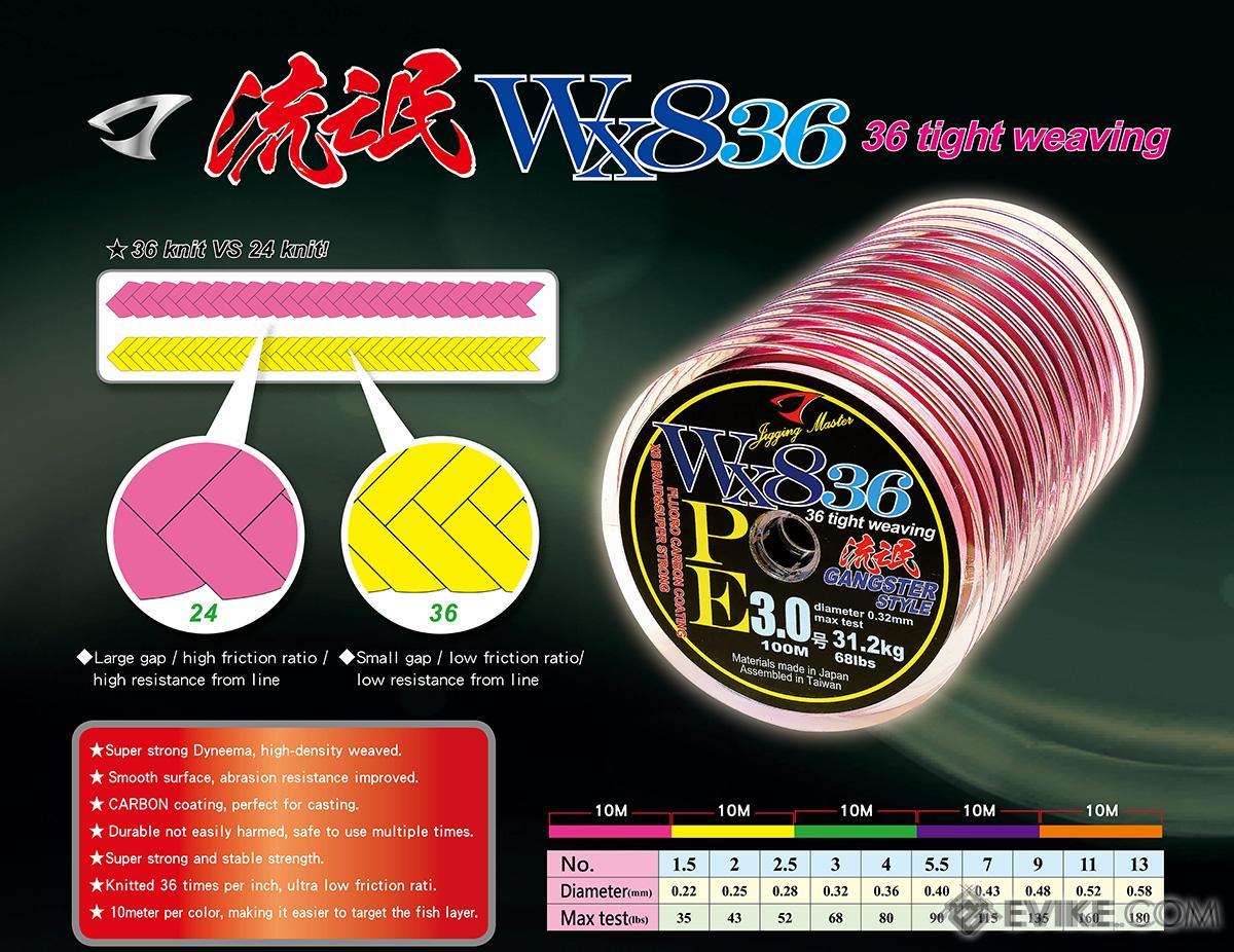 Jigging Master Gangster WX8 36 Knit Tight Weaving PE Braided Line (Size: #1.5 35 lbs)