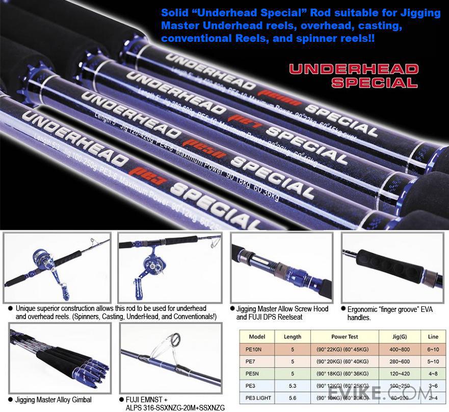 Jigging Master (Spinner & Conventional) Underhead Special Rod (Model: PE3 / 5'3)