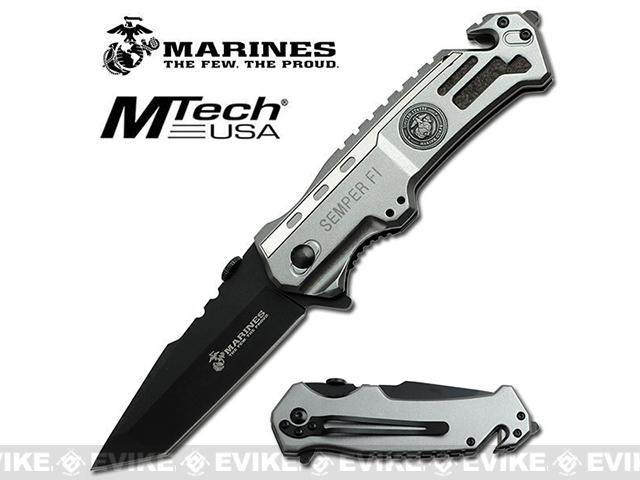 SMC Marine Leatherneck Assisted Opening Folding Rescue Knife with 3.25 Blade - Silver