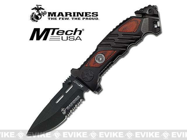 Marine Iron Mike  Survival Knife with Seatbelt Cutter and Glass Punch - Black