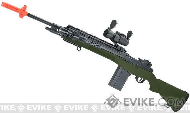 AGM M14 Full Size Airsoft Spring Powered Sniper Rifle + Red Dot (Color: OD Green)
