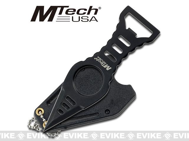 M-Tech USA 4.45 Neck Knife with Nylon Fiber Sheath and Clip - Black