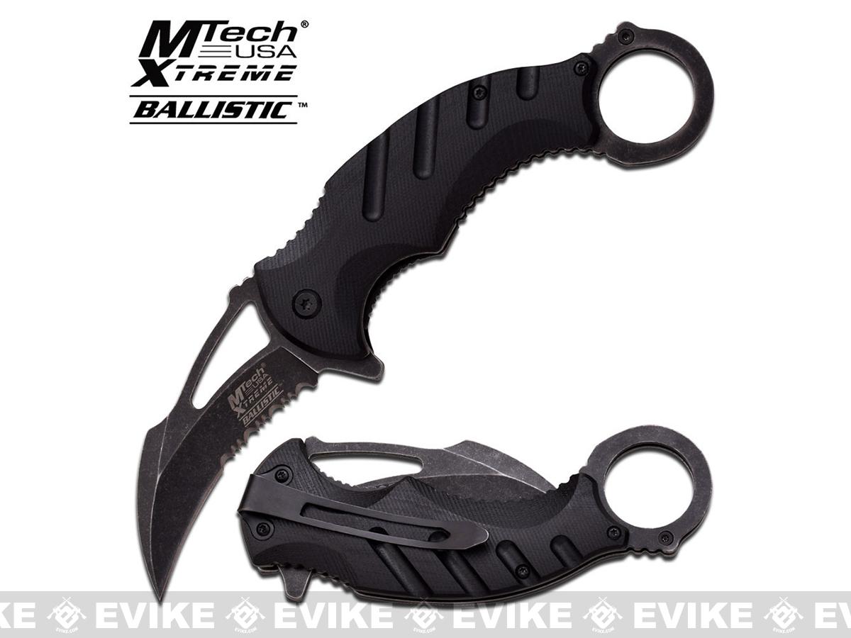 MTech 4.75" Spring Assisted Karambit with Stonewashed Blade, Tactical Gear/Apparel, Knives