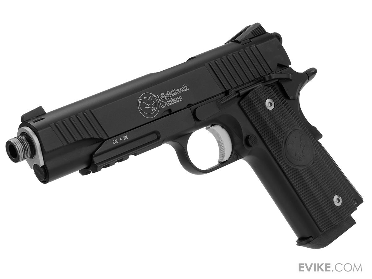 RWA Full Metal Nighthawk Custom Covert-Ops CO2 Powered Blowback Airsoft Pistol with Mock Suppressor