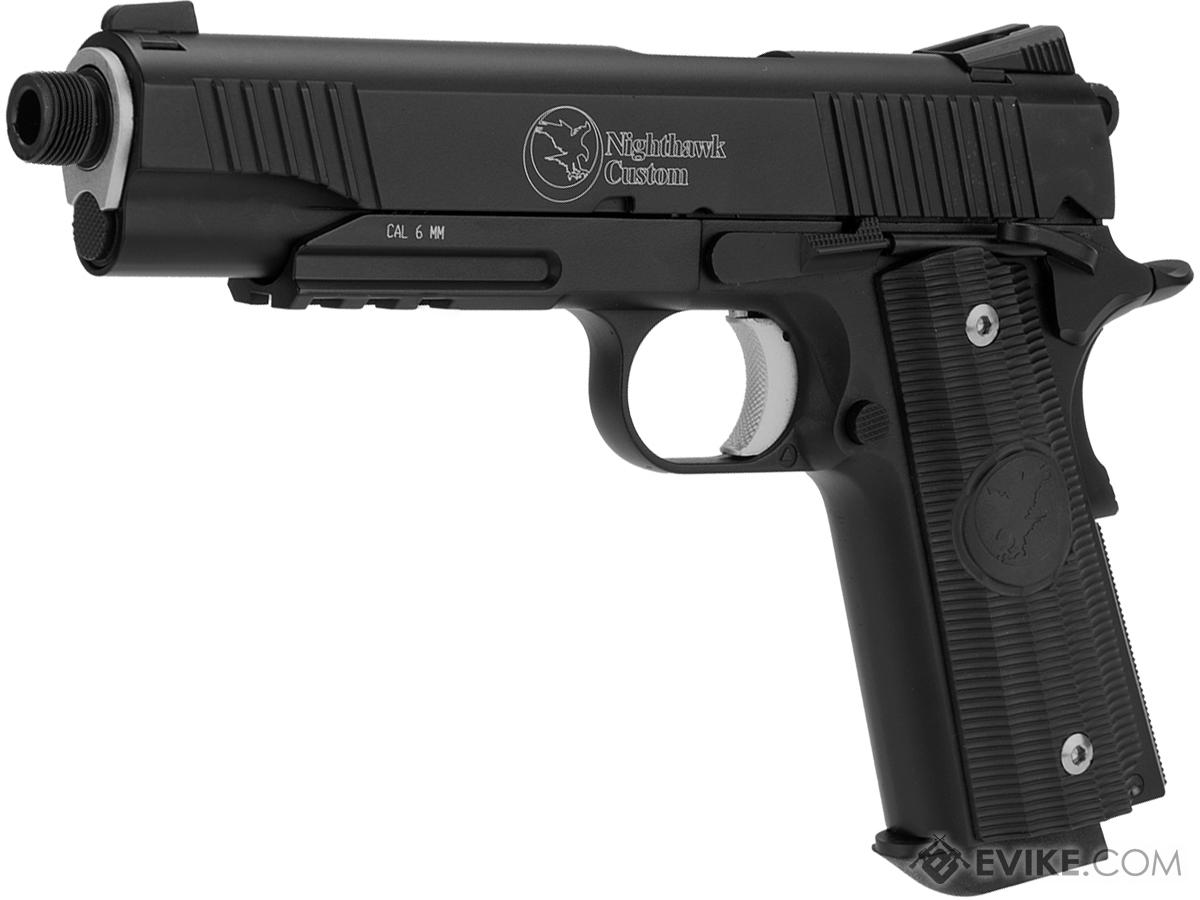 RWA Full Metal Nighthawk Custom Covert-Ops CO2 Powered Blowback Airsoft Pistol with Mock Suppressor