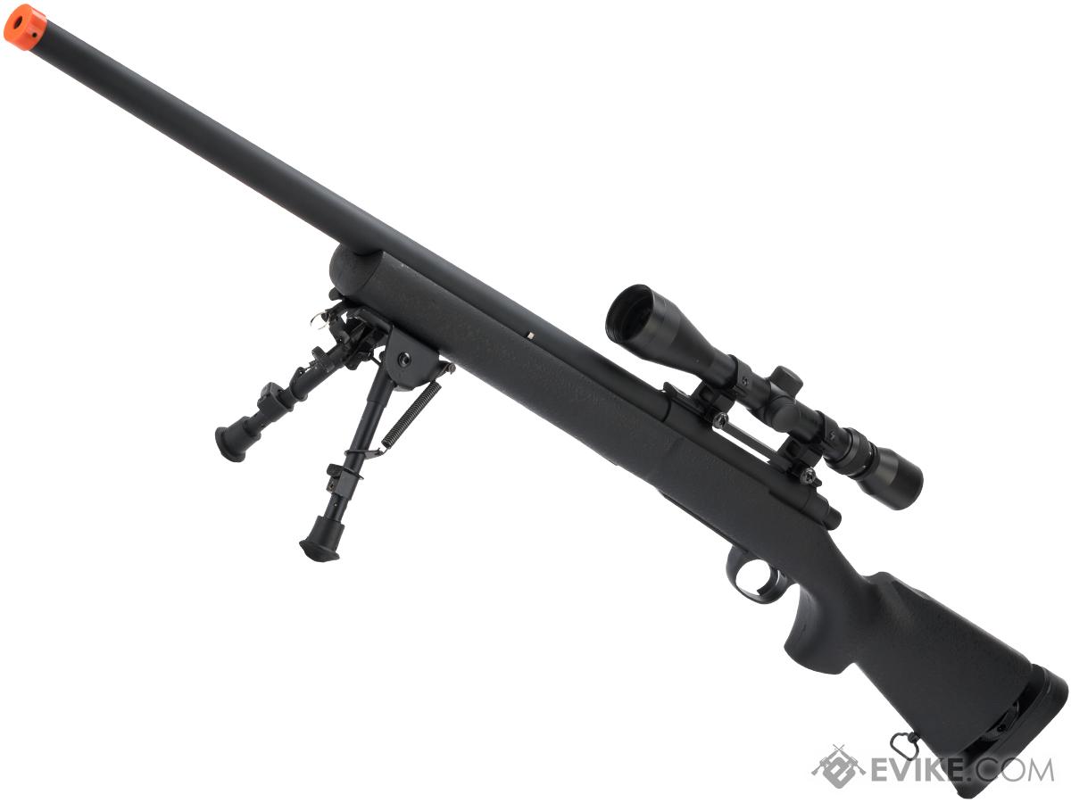 Snow Wolf US Army M24 Military Airsoft Bolt Action Scout Sniper Rifle  (Color: Black / 550 FPS + Scope and Bipod)