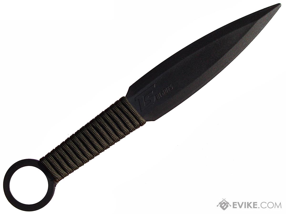 TS Blades TS-Kunai G3 Dummy PVC Knife w/ Paracord for Training (Color: Black / Black Paracord)
