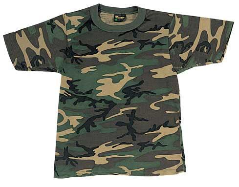Mens Woodland Poly Cotton Camouflage T-Shirt - Size: L