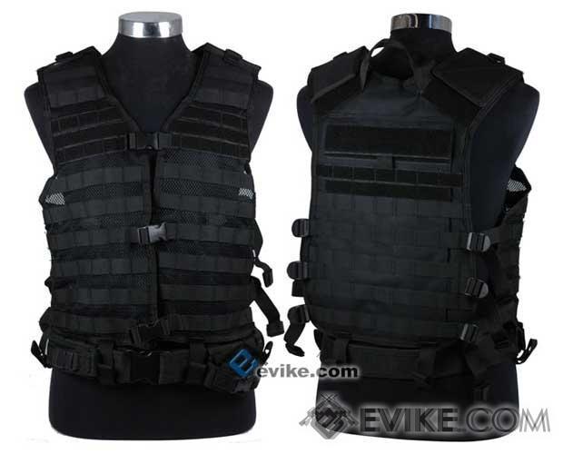 NcSTAR Tactical MOLLE Vest w/ Hydration Pouch and Pistol Belt (Color: Black)