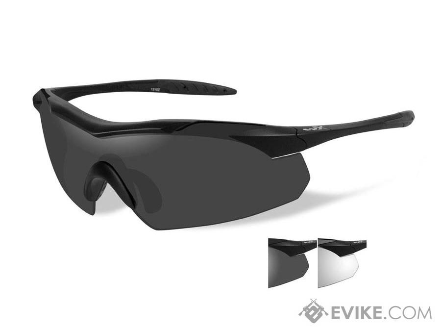 Wiley X WX Vapor Ballistic Eyewear with Interchangeable Lens (Color: Smoke Grey/Clear Lens with Matte Black Frame)