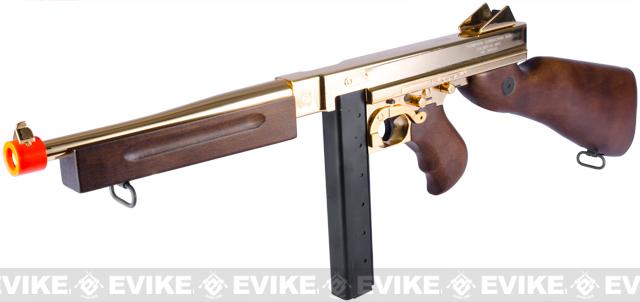 Thompson M1A1 Military Ultra Grade Plated Special Edition Airsoft AEG Rifle (Color: 23K Gold Plated / Real Wood)