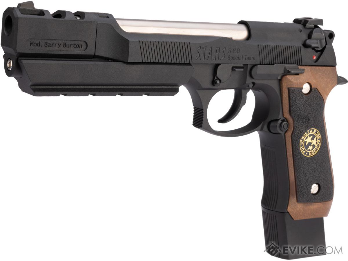 WE-Tech BioHazard Barry Burton M92 Custom Gen I Gas Blowback Airsoft Pistol (Model: Semi Auto / Black w/ Brown Grip)