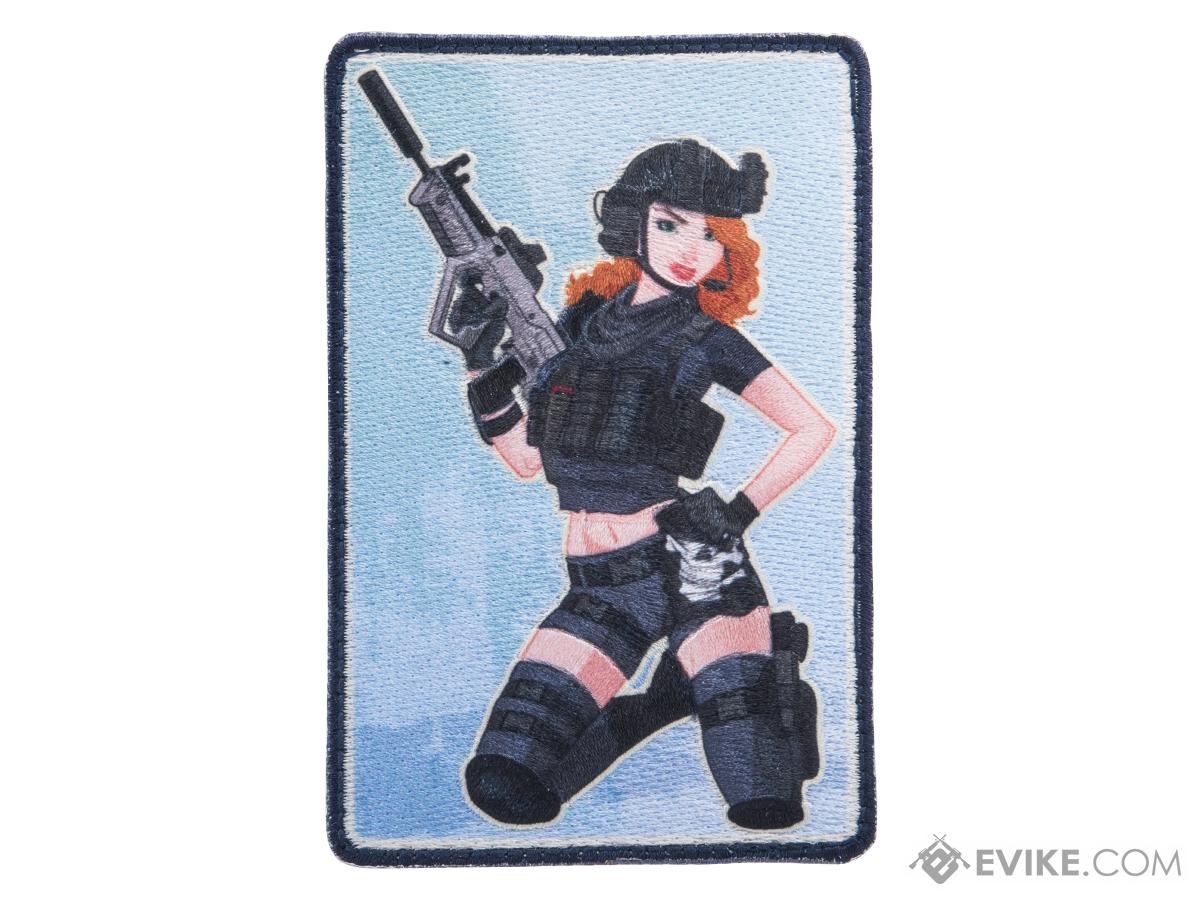 Patch Fiend Modern Pinup Girl Series Embroidered Morale Patch (Model: Black Ops)