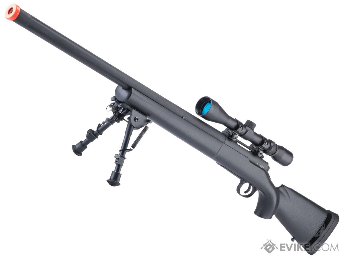 A&K SOCOM Type M24 Gas-Powered Airsoft Bolt Action Sniper Rifle w/ Fluted Barrel (Model: Black Polymer Stock)