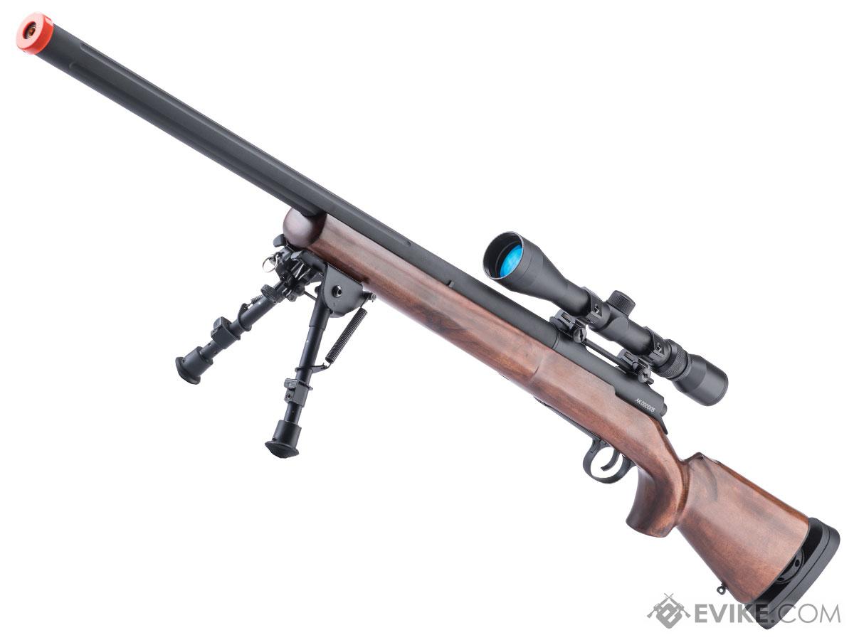 A&K SOCOM Type M24 Gas-Powered Airsoft Bolt Action Sniper Rifle w/ Fluted Barrel (Model: Real Wood Stock)