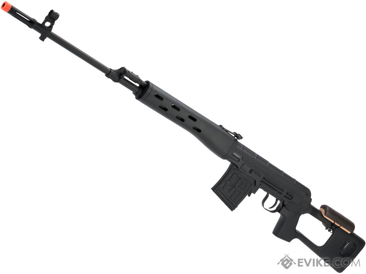 A&K SVD Dragunov Bolt Action Airsoft Sniper Rifle (Color: Stealth Black / 430 FPS)