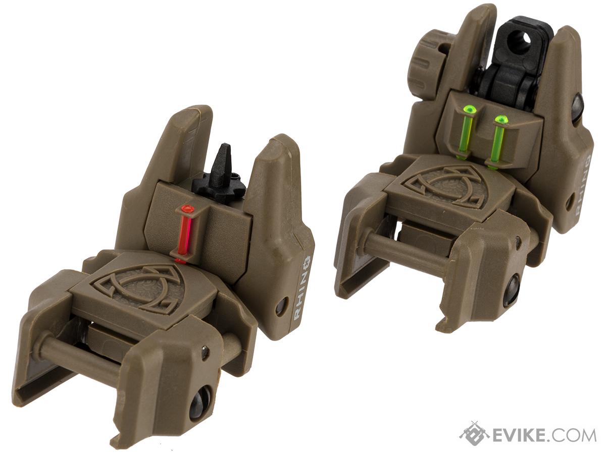 APS Gen 2 Rhino Flip-up Sight Package with Fiber Optic Inserts (Color: Tan)
