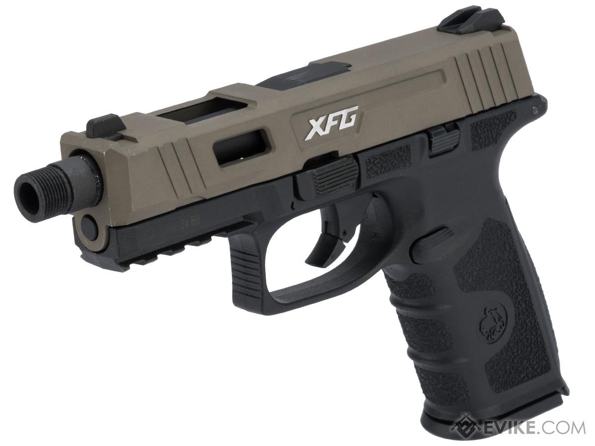 ICS BLE-XFG Ambidextrous Airsoft Gas Blowback Pistol (Color: Tan Slide w/ Black Frame)